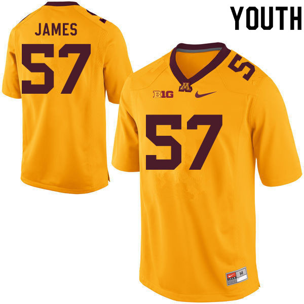 Youth #57 Cameron James Minnesota Golden Gophers College Football Jerseys Sale-Gold - Click Image to Close